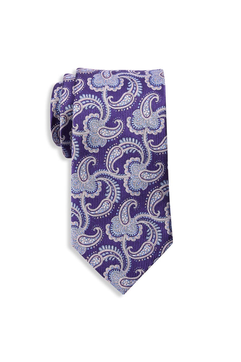 Big & Tall Paisley Vines Tie, Main, color, PURPLE