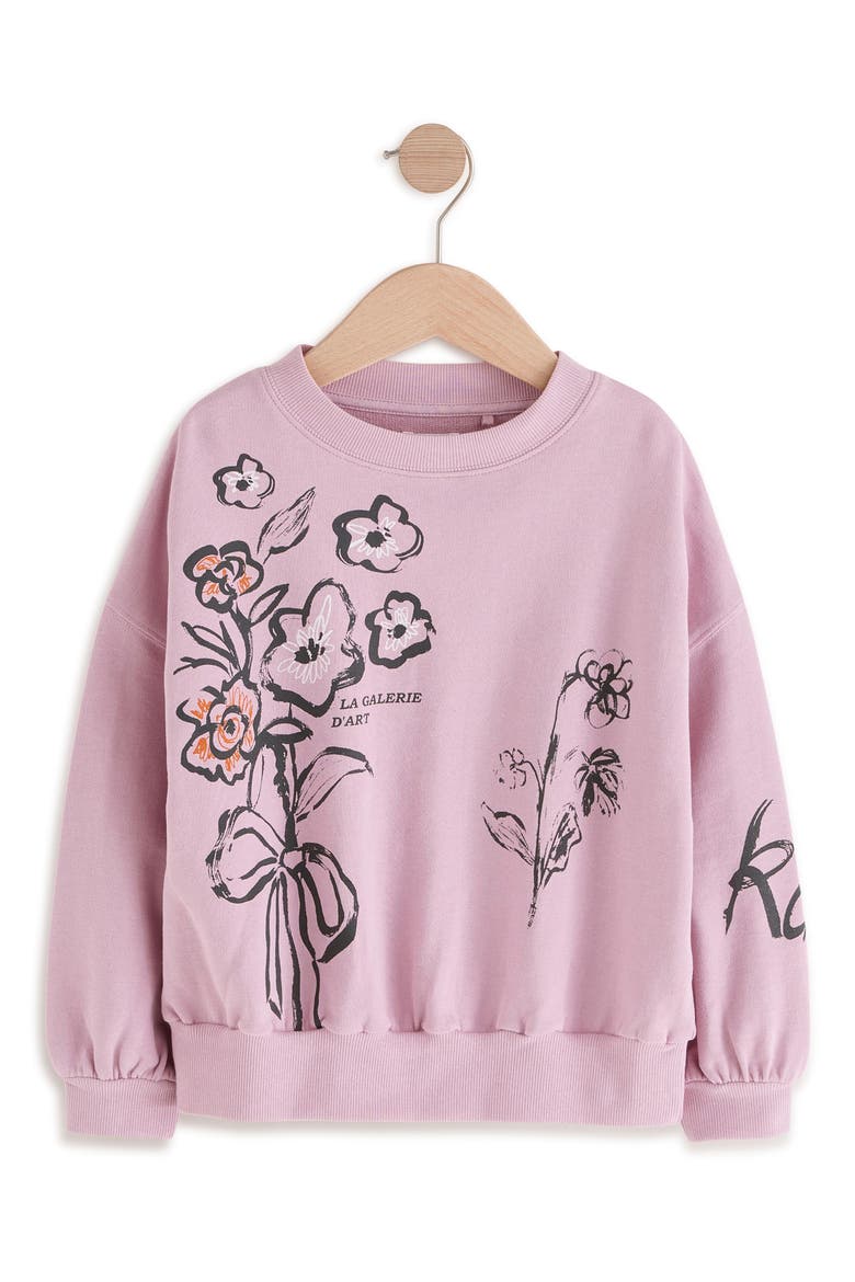 Kids' Floral Cotton Graphic Sweatshirt, Main, color, PINK