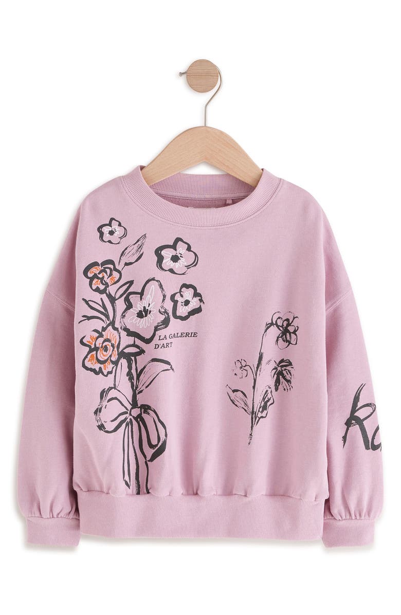 NEXT Kids' Floral Cotton Graphic Sweatshirt, Main, color, Pink