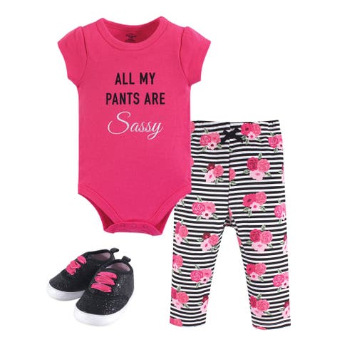 Little One's Cotton Outfit Set Bodysuit, Pants, and Matching Shoes