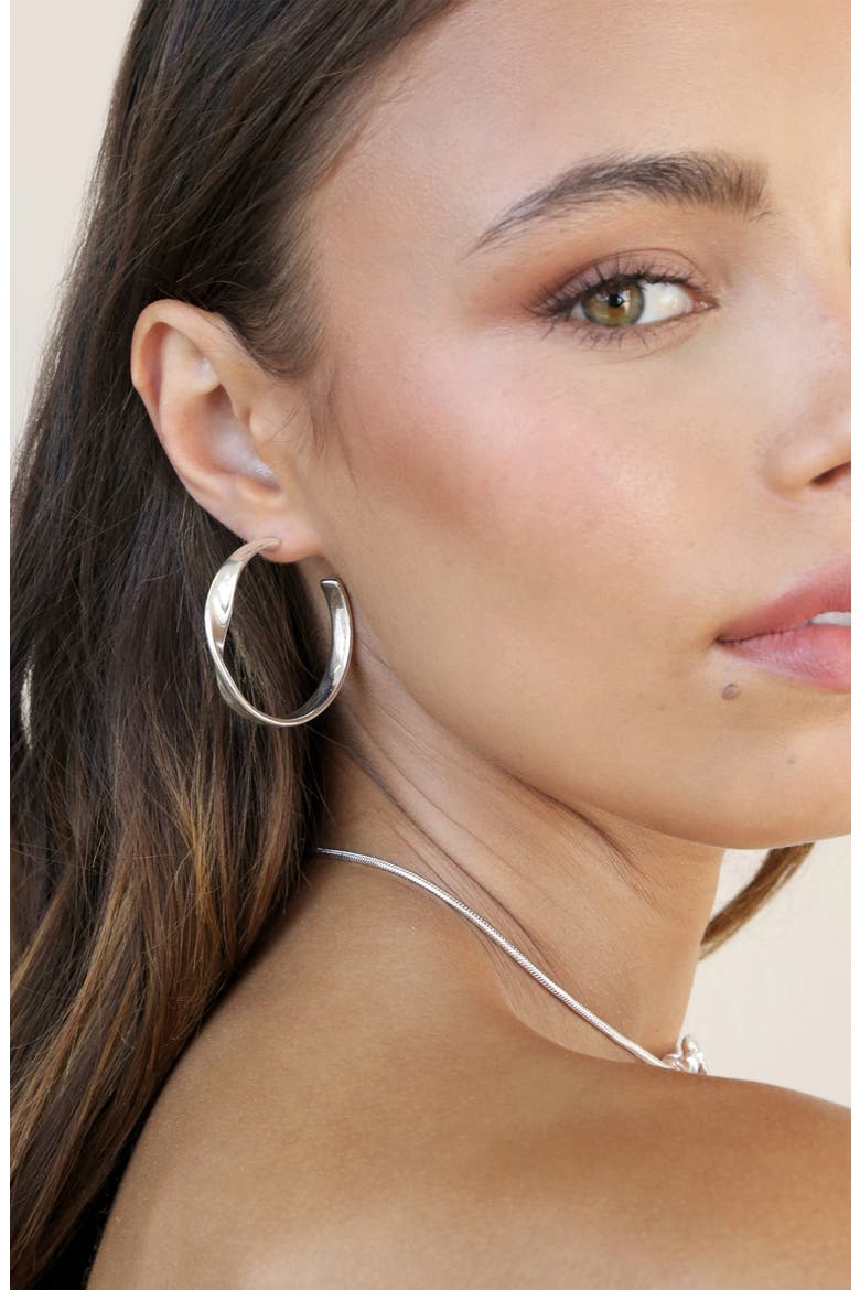 Heirloom Medium Hoop Earrings, Alternate, color, SILVER