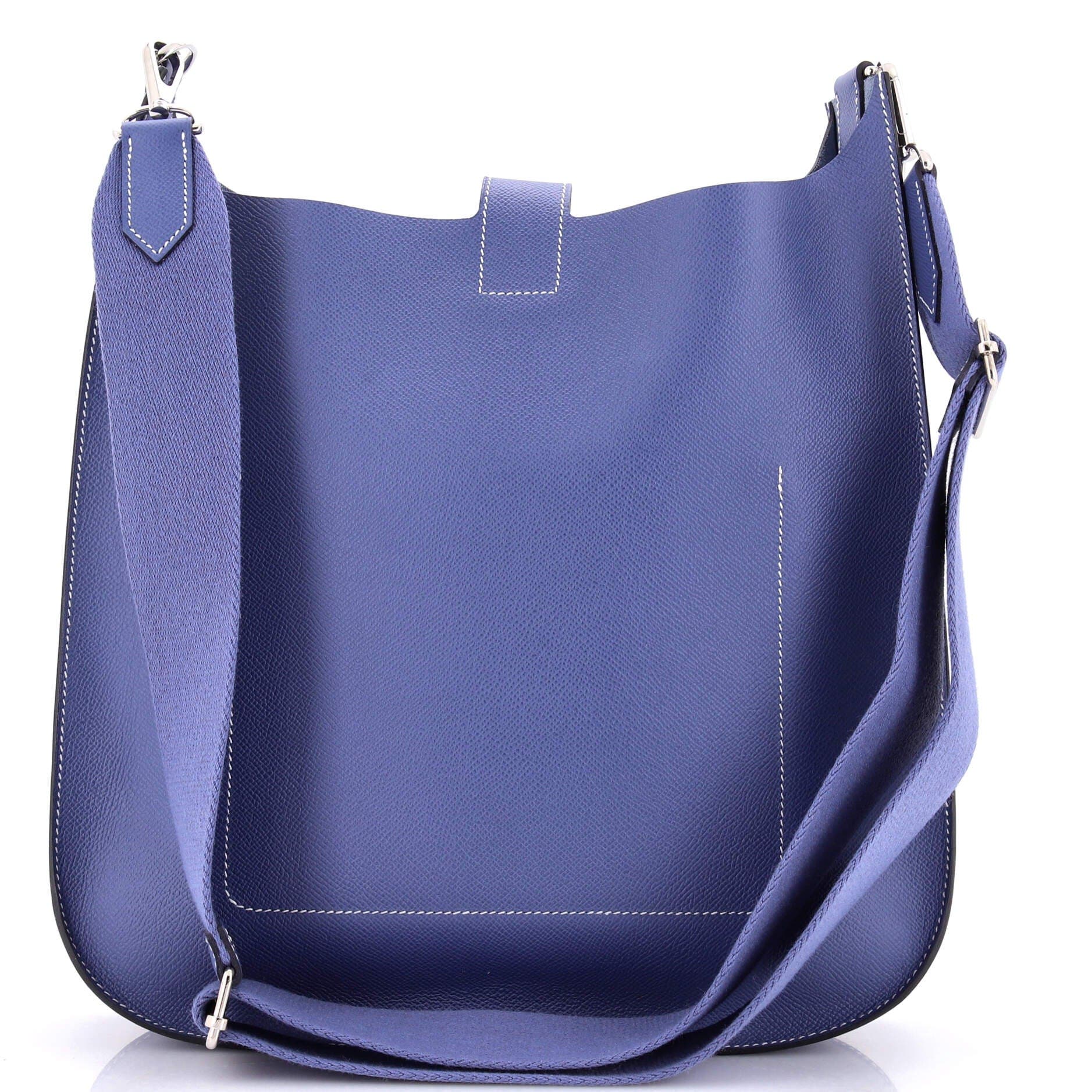 Pre-Owned Hermes Evelyne Sellier Bag Epsom 33, Alternate, color, Bleu Brighton
