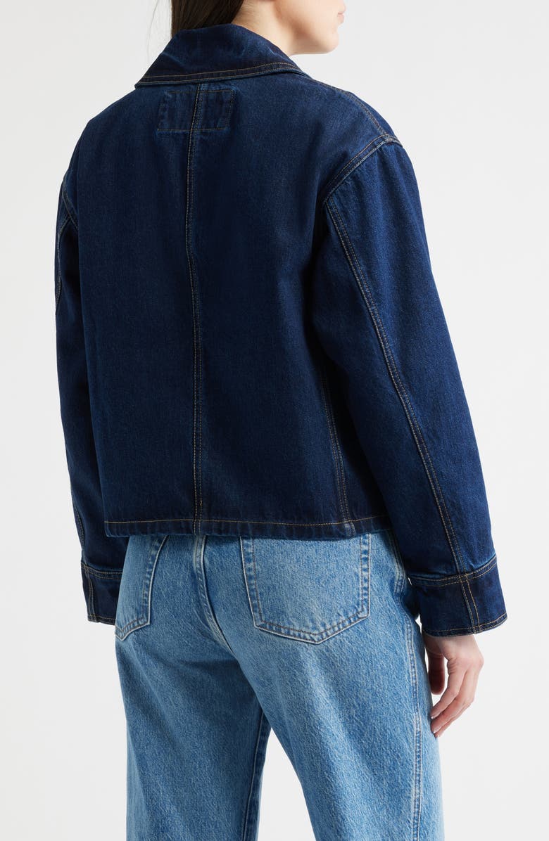 Michael Kors Crop Denim Jacket, Alternate, color, Dark Wash Denim