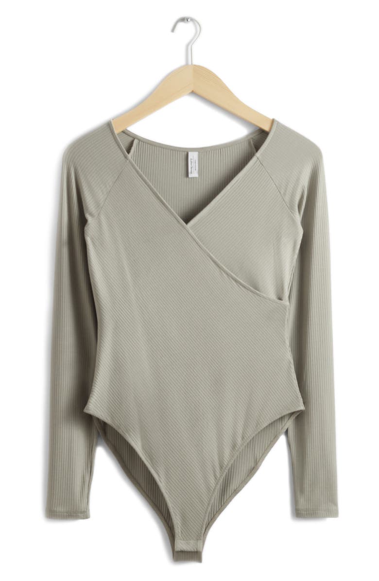 & Other Stories Long Sleeve Rib Bodysuit, Alternate, color, 