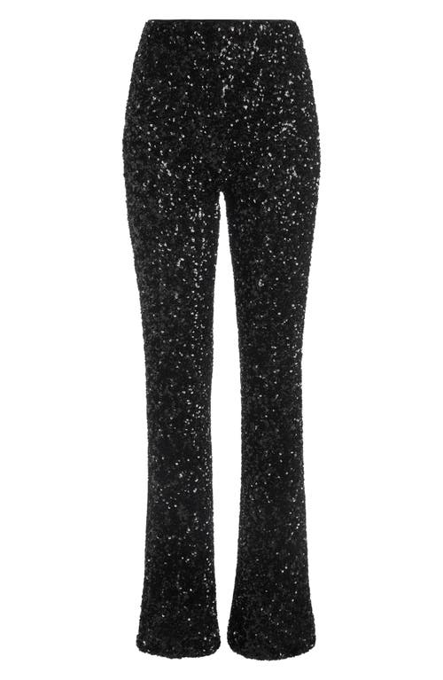 Alice And Olivia Lara Sequin-embellished Trousers In Black