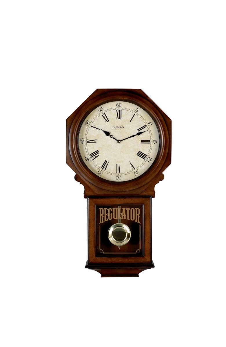 Bulova Clocks Ashford Wood Wall Clock, Main, color, Walnut
