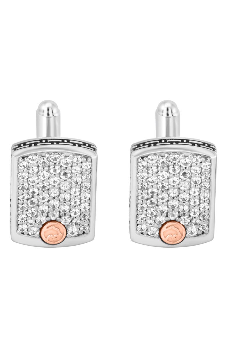 EFFY Sterling Silver & 18K Gold White Sapphire Cuff Links, Alternate, color, 