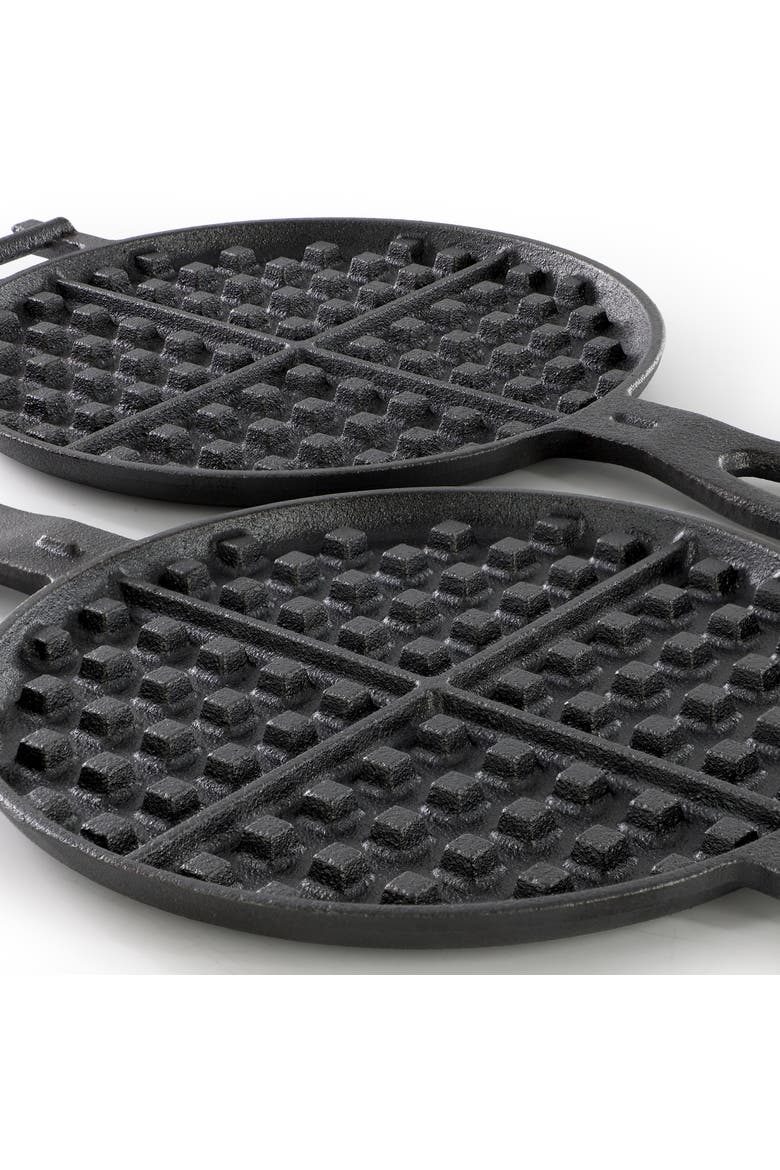 6.7 Inch Round Cast Iron Pie Iron Outdoor/Camping Cookware with Long Handle, Alternate, color, Black