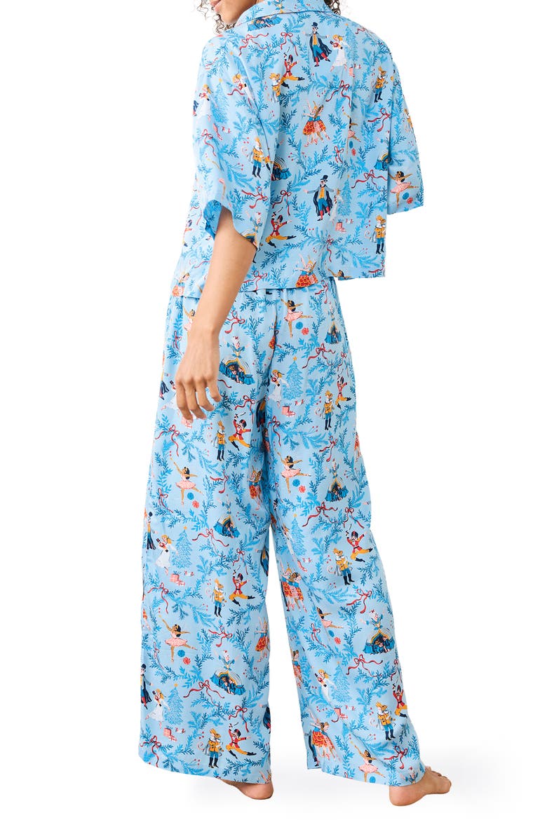 Nutcracker Dreams Eco Satin Pajamas, Alternate, color, BLUE SLIPPER