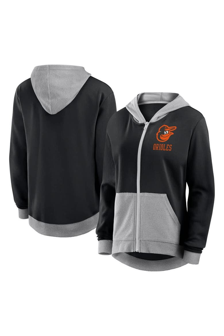 Women's Fanatics  Black Baltimore Orioles Hit It French Terry Full-Zip Hoodie, Main, color, Black