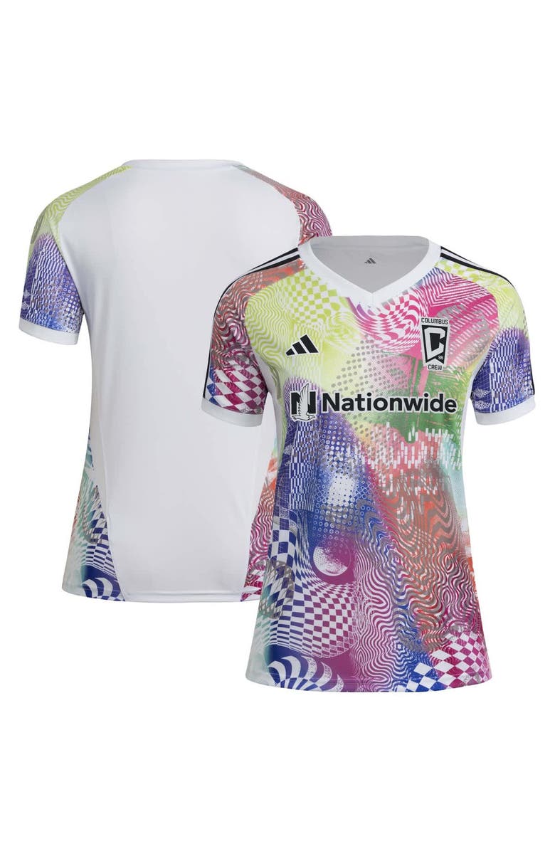 adidas Women's adidas White Columbus Crew 2025 Pride Pre-Match Top, Main, color, 