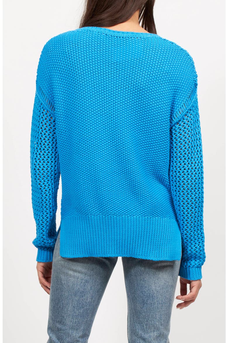 Tate Open Stitch Cotton Blend Sweater, Alternate, color, BRILLIANT BLUE