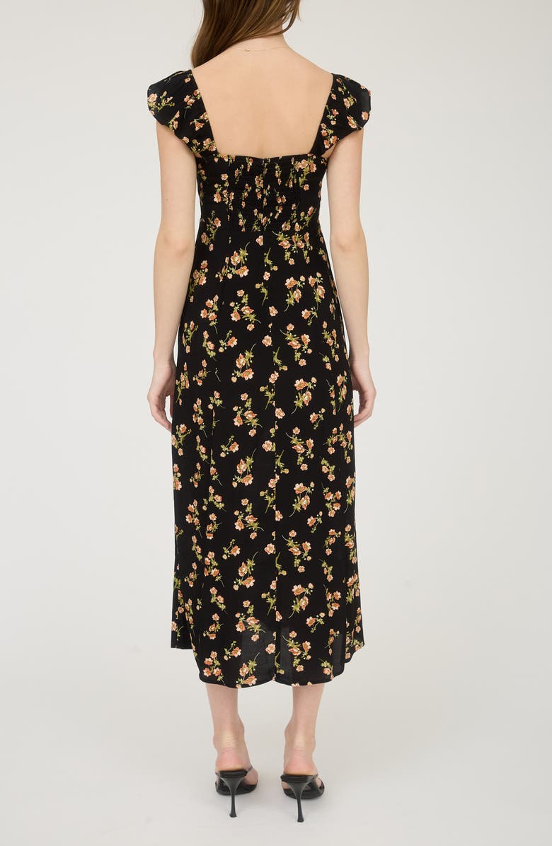 Blu Pepper Floral Cap Sleeve Midi Dress, Alternate, color, Black Multi