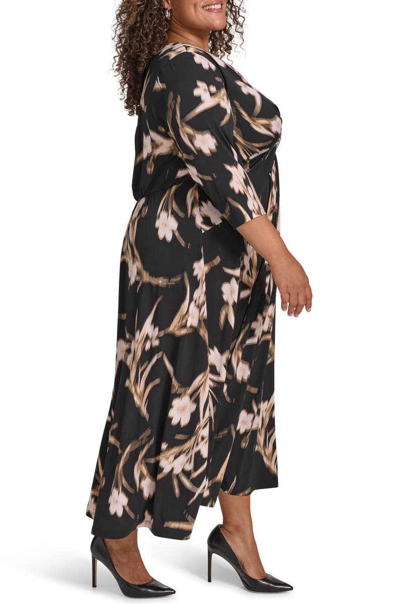 Calvin Klein Floral Three-Quarter Sleeve Maxi Dress, Alternate, color,