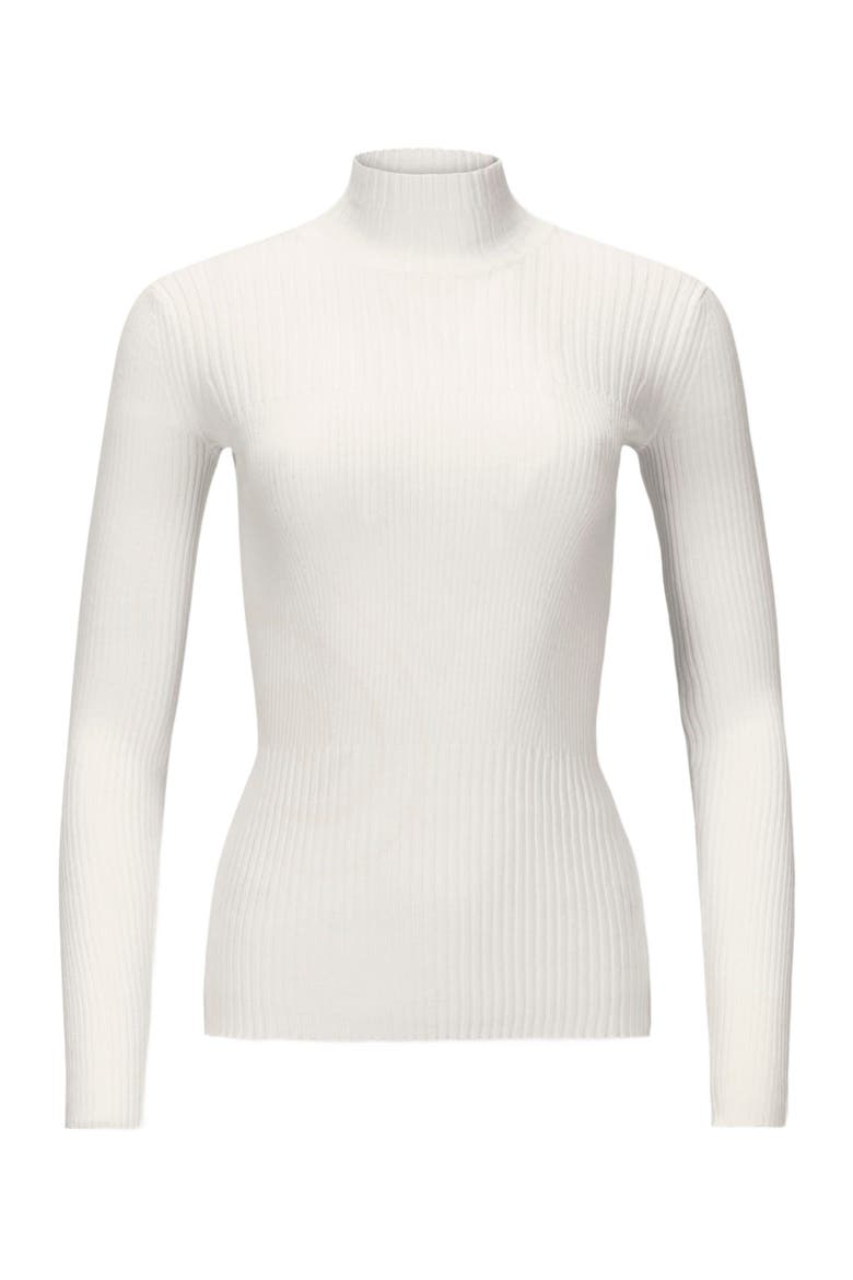 Women's Mock Neck Rib Knit Sweater, Alternate, color, Soft White Structured Rib