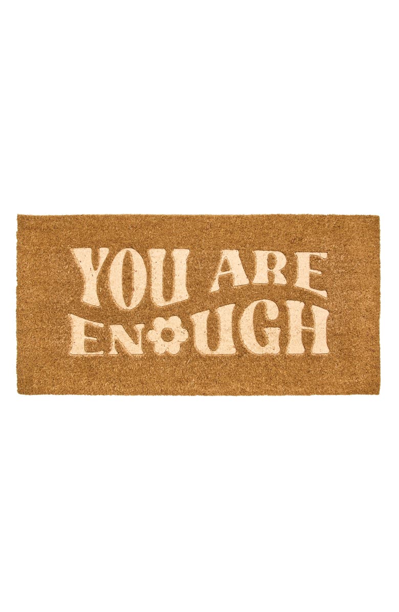 mDesign You Are Enough Coir Doormat for Outdoor/Indoor Entrance, Natural, Main, color, Natural