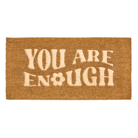 You Are Enough Coir Doormat for Outdoor/Indoor Entrance, Natural