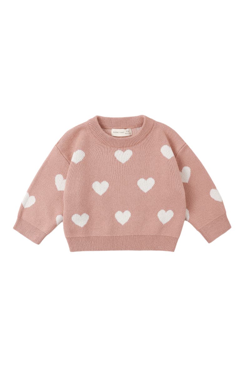Hearts Jacquard Organic Cotton Sweater, Main, color, PINK