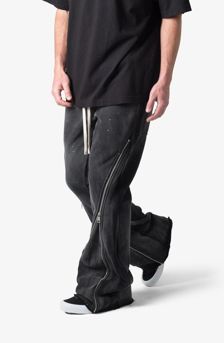 mnml Zip Flare Leg Sweatpants, Alternate, color, Vintage Black