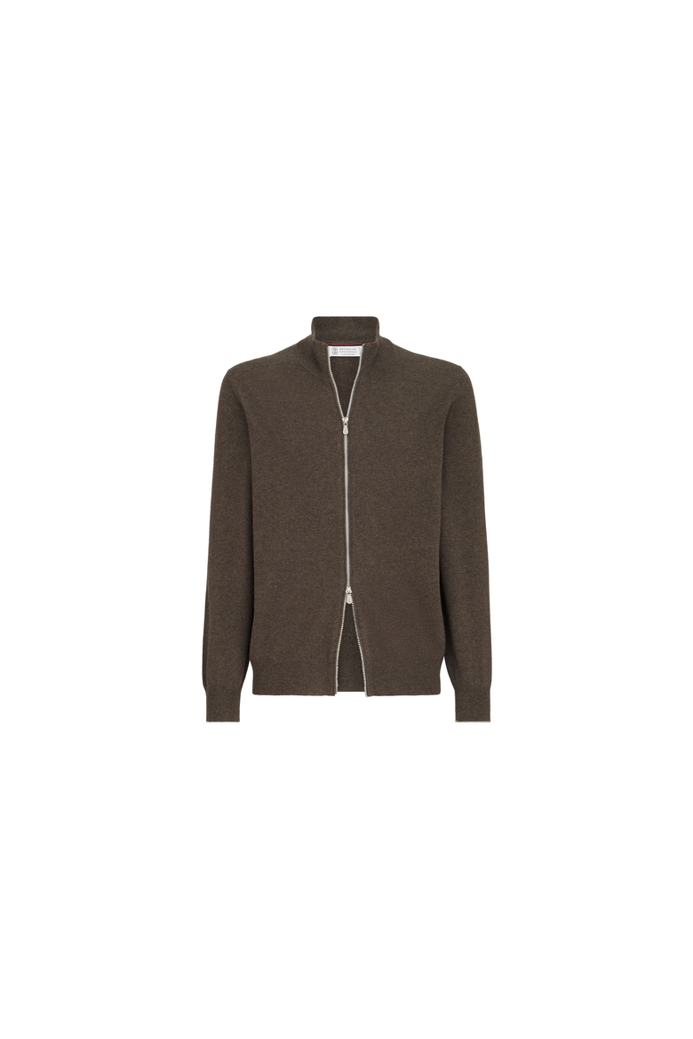 Cashmere high-neck cardigan with zipper, Alternate, color, Light Grey