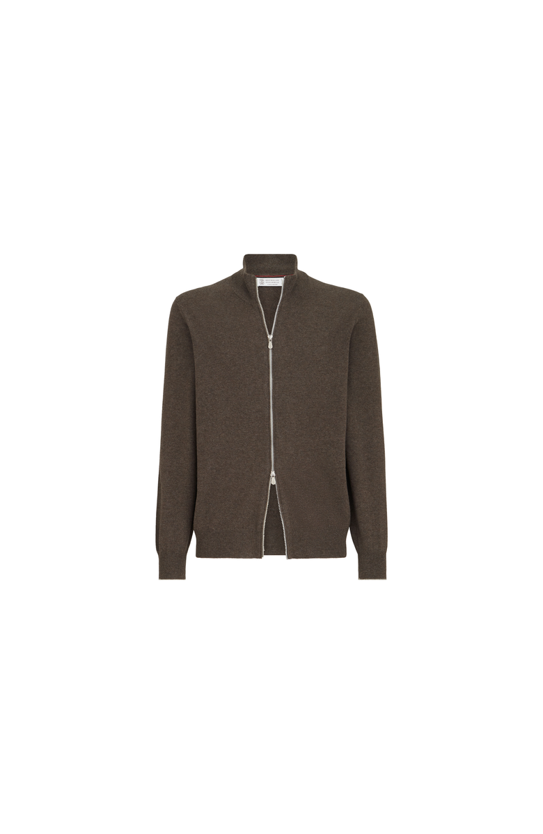 Brunello Cucinelli Cashmere high-neck cardigan with zipper, Alternate, color, Light Grey