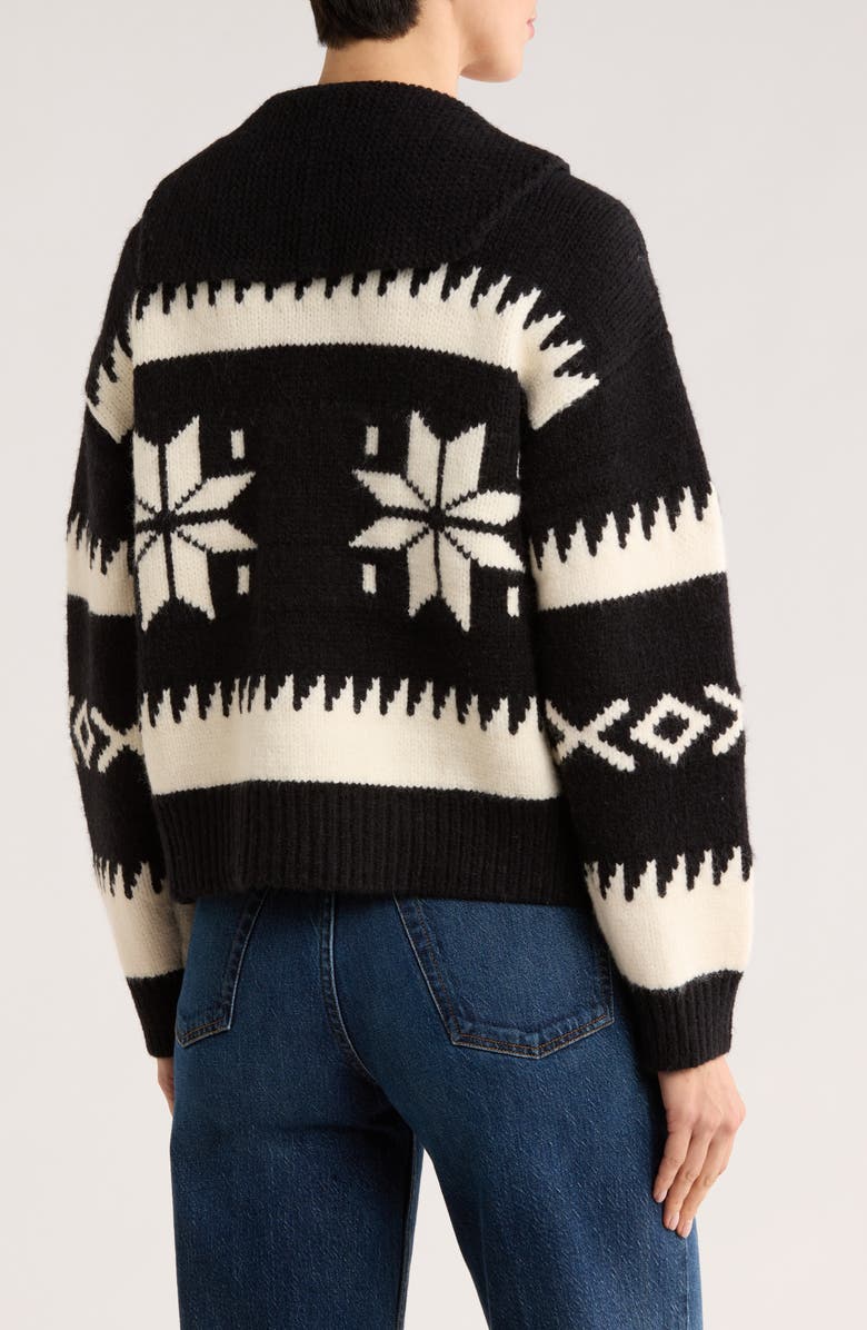 RDI Snowflake Zip-Up Cardigan, Alternate, color, Black/ Cream