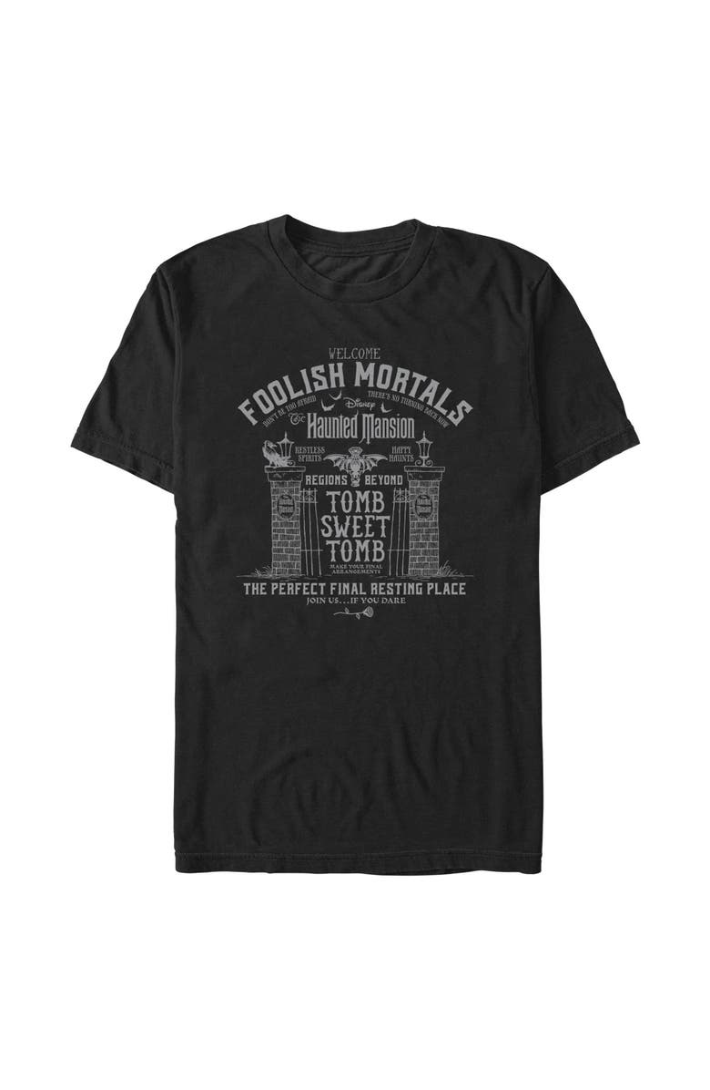 Haunted Mansion Men's Haunted Mansion Welcome Foolish Mortals Graphic T-Shirt, Main, color, Black