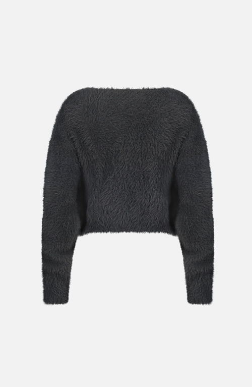 Saemdi Dropped Shoulder Knit Cardigan In Black