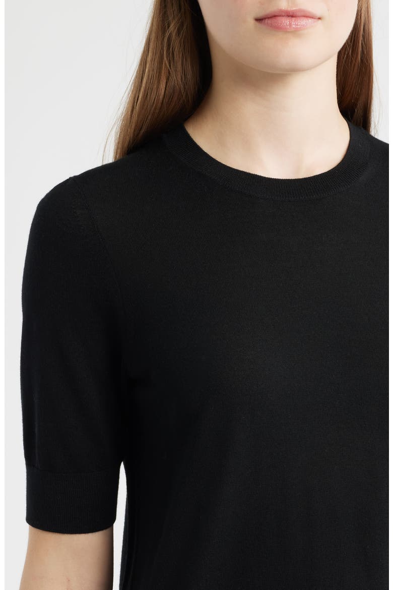 Farbella Short Sleeve Virgin Wool Sweater, Alternate, color, BLK