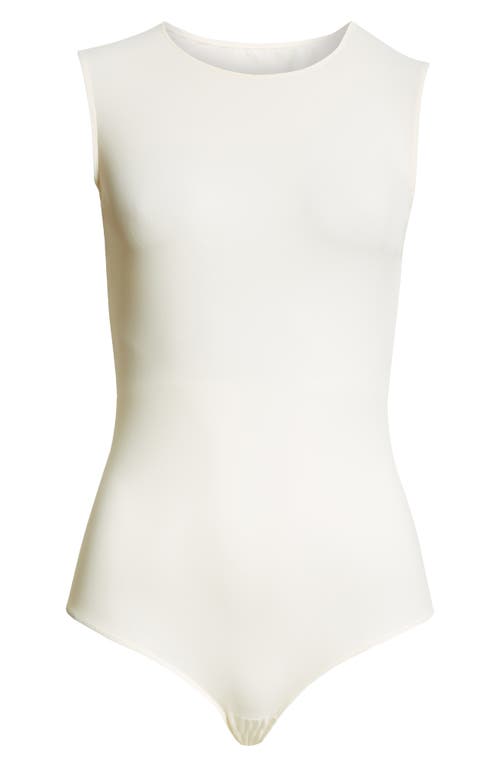 Mm6 Maison Margiela Stretch Jersey Bodysuit In Cream