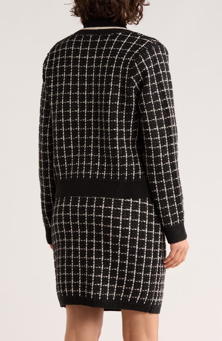 Ellen Tracy Plaid Stitch Cardigan, Alternate, color, Black Check