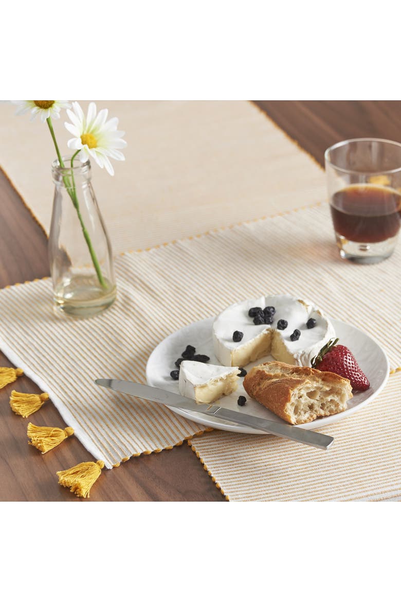 Brett Striped 100% Cotton Chambray Set of 4 Tassel Placemats 14" x 20", Alternate, color, Yellow