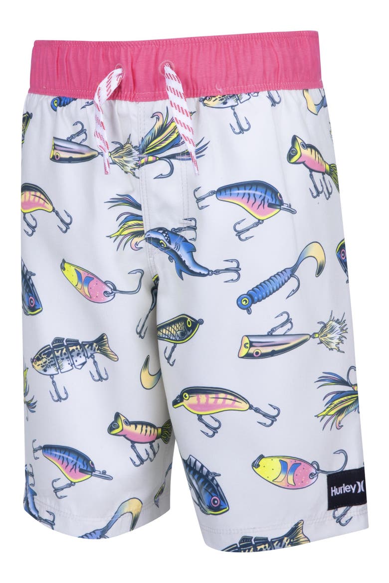 Kids' Fishing Lure Swim Trunks, Alternate, color, BONE