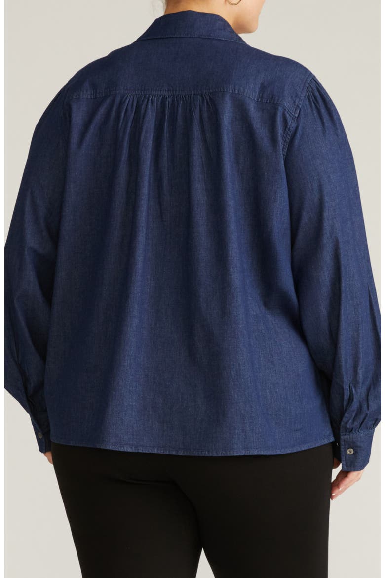 Maisie Chambray Top, Alternate, color, DARK INDIGO BLUE