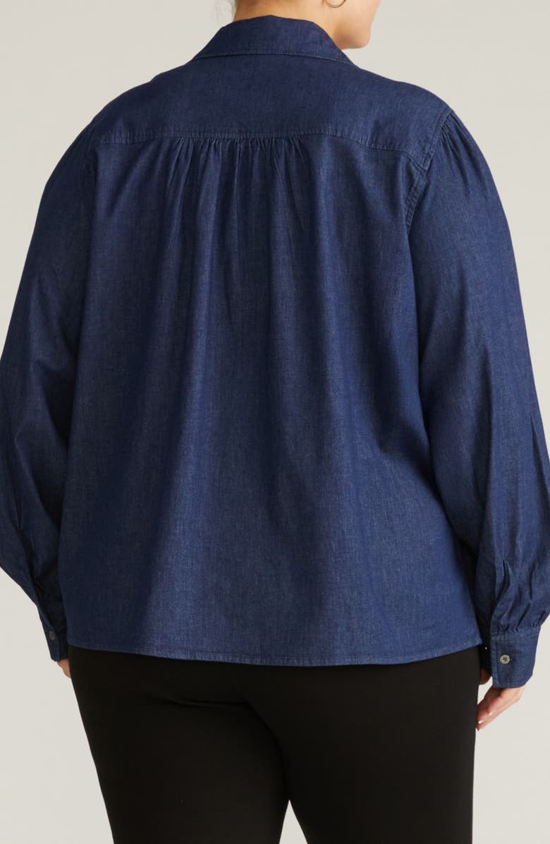 Universal Standard Maisie Chambray Top, Alternate, color, Dark Indigo Blue