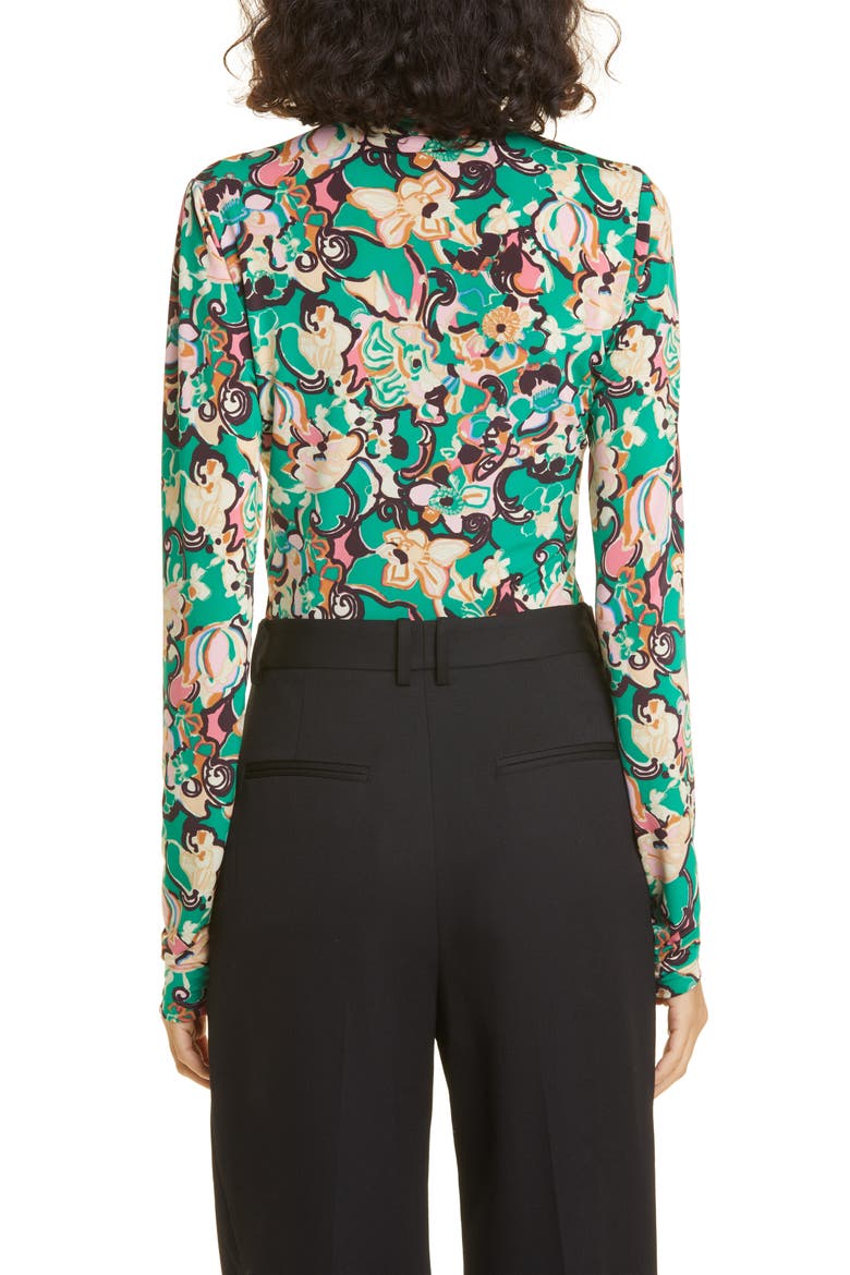 James Floral Print Turtleneck Top, Alternate, color, EMERALD MULTI