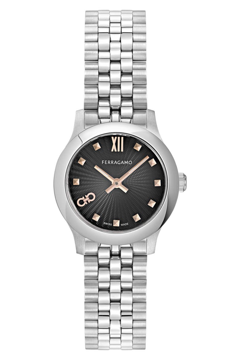 Duo Mini Bracelet Watch, 25mm, Main, color, BLACK/ STAINLESS STEEL