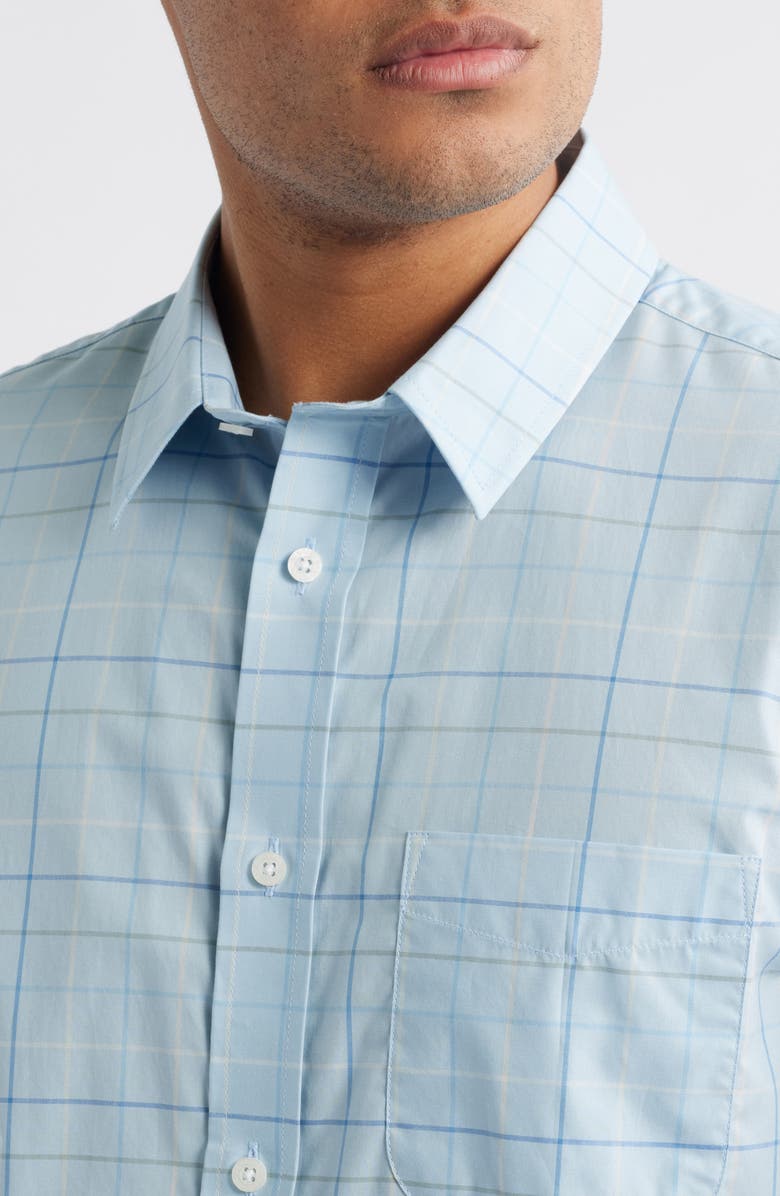 Pendleton Academy Check Pima Cotton Short Sleeve Button-Up Shirt, Alternate, color, Blue Check