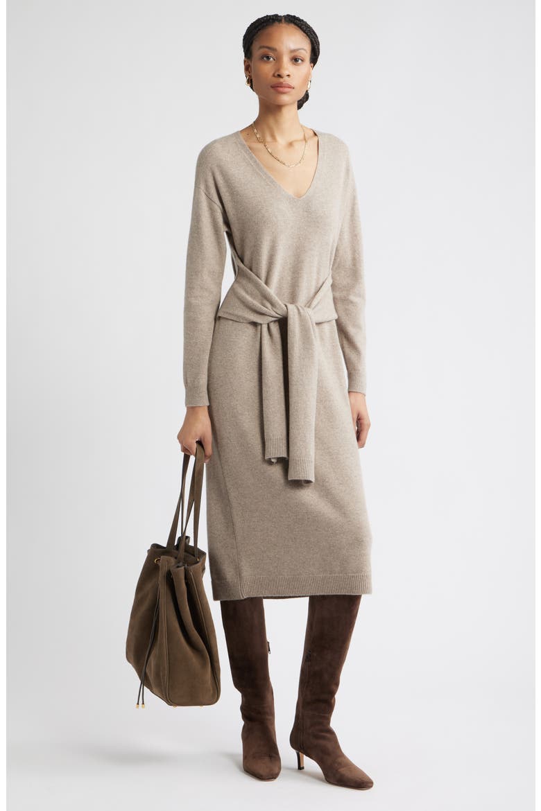 Long Sleeve Wool & Cashmere Blend Sweater Dress, Main, color, BEIGE BLISS