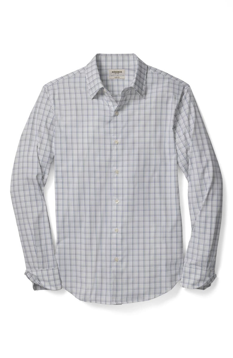 Bonobos Tech Slim Fit Windowpane Check Button-Up Shirt, Alternate, color, Orien Windowpane