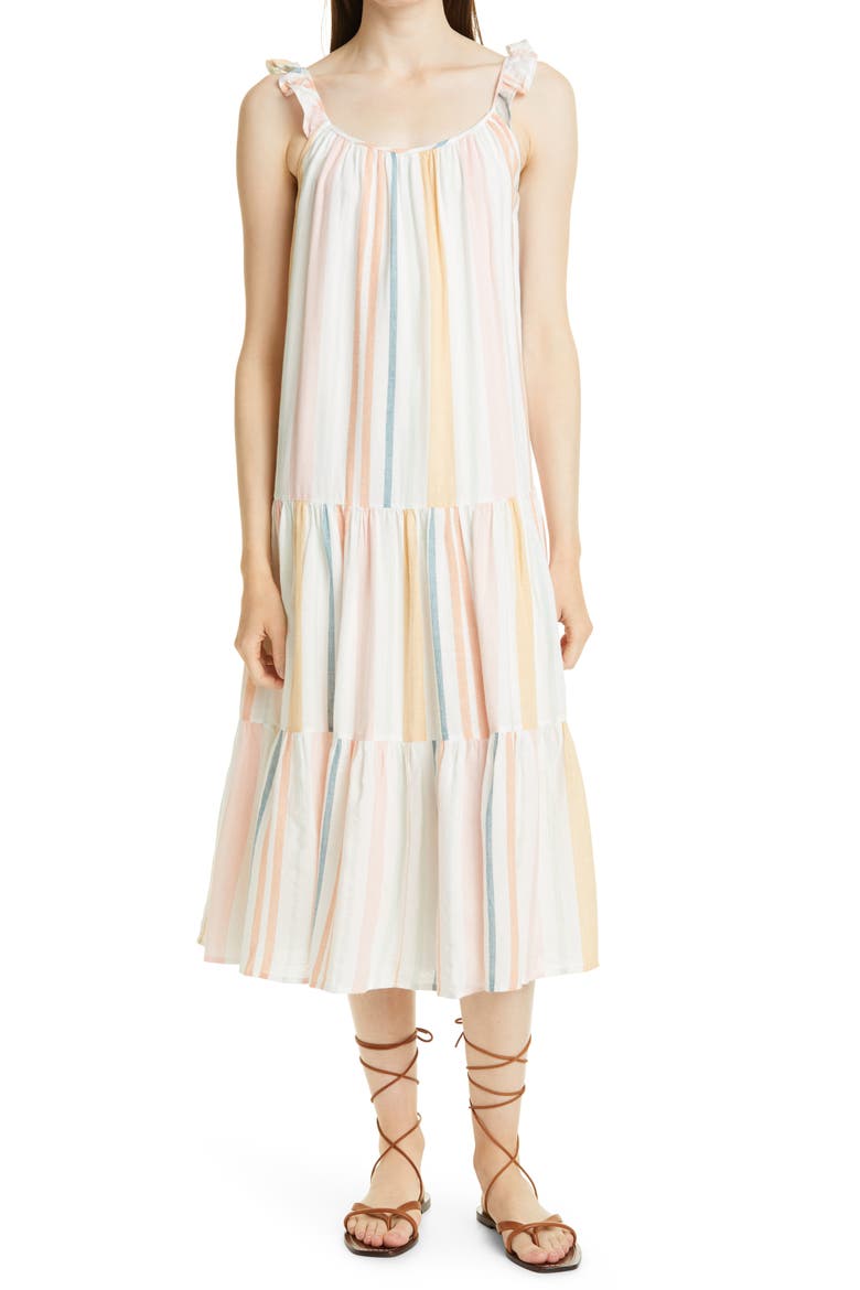Capri Stripe Sleeveless Dress, Main, color, MELON STRIPE