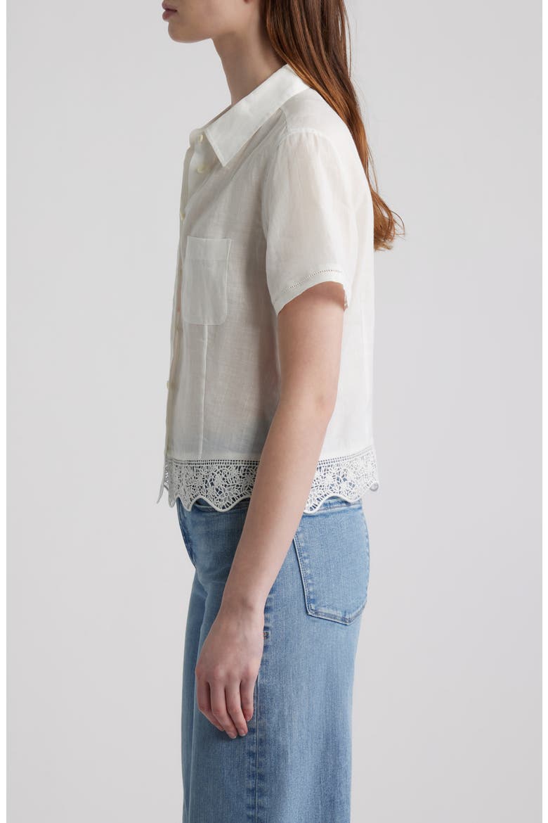 The Embroidered Seaside Ramie Button-Up Top, Alternate, color, WHITE