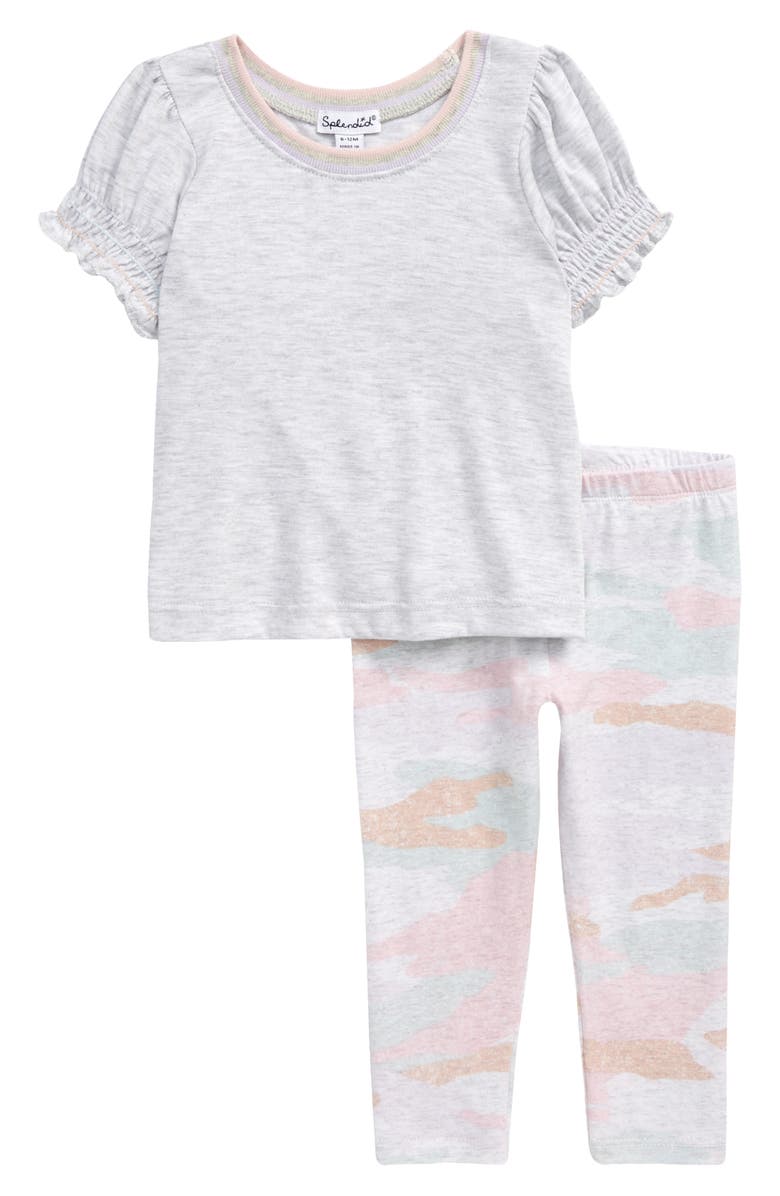 Splendid Puff Sleeve Top & Camo Leggings Set, Main, color, 