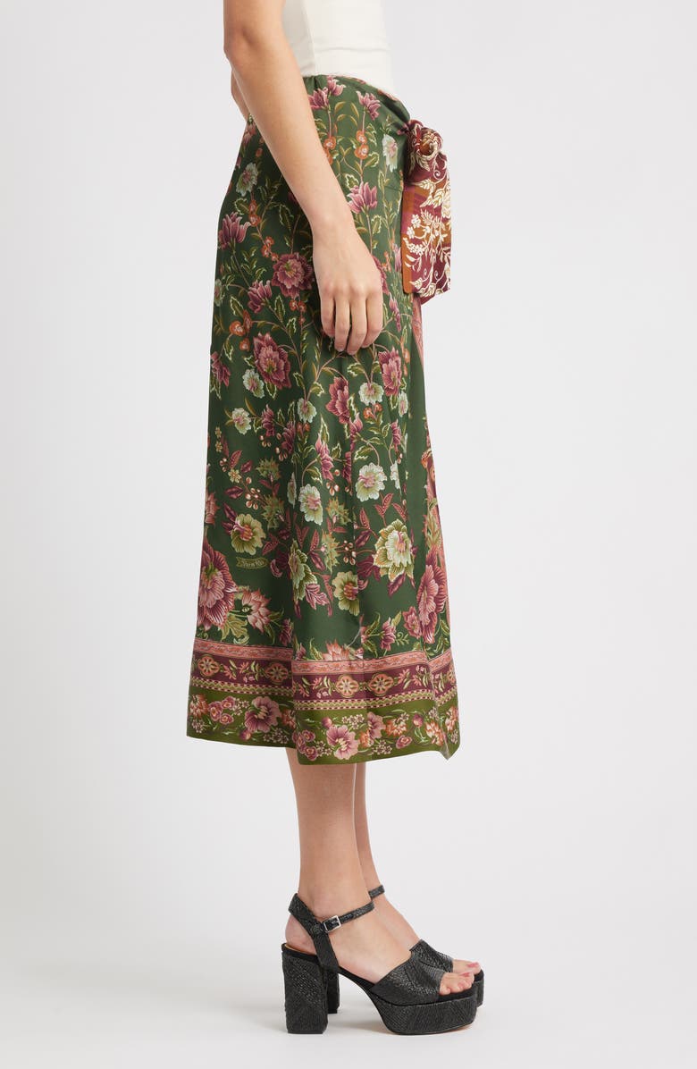 FARM Rio Winter Garden Mix Print Tie Front Midi Skirt, Alternate, color, Multi