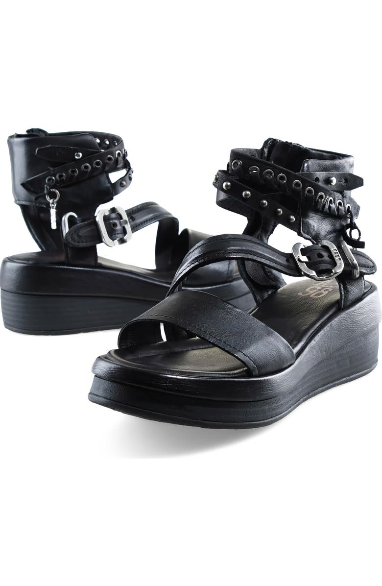 A.S.98 Spaulding Ankle Strap Sandal, Alternate, color, Black