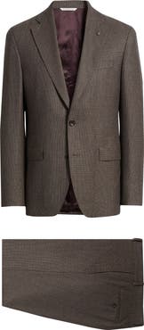 Jack Victor Montana Brown Houndstooth Wool & Cashmere Suit