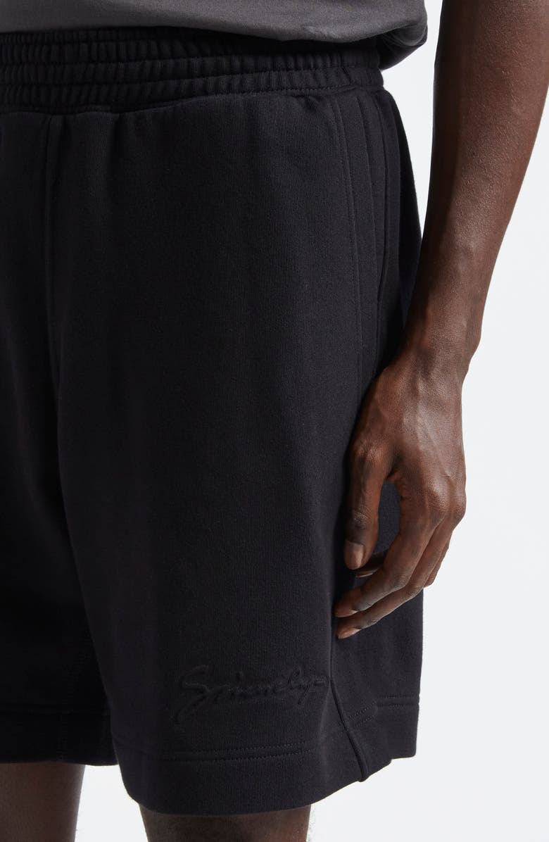 Givenchy Logo Script Cotton Sweat Shorts, Alternate, color, Black