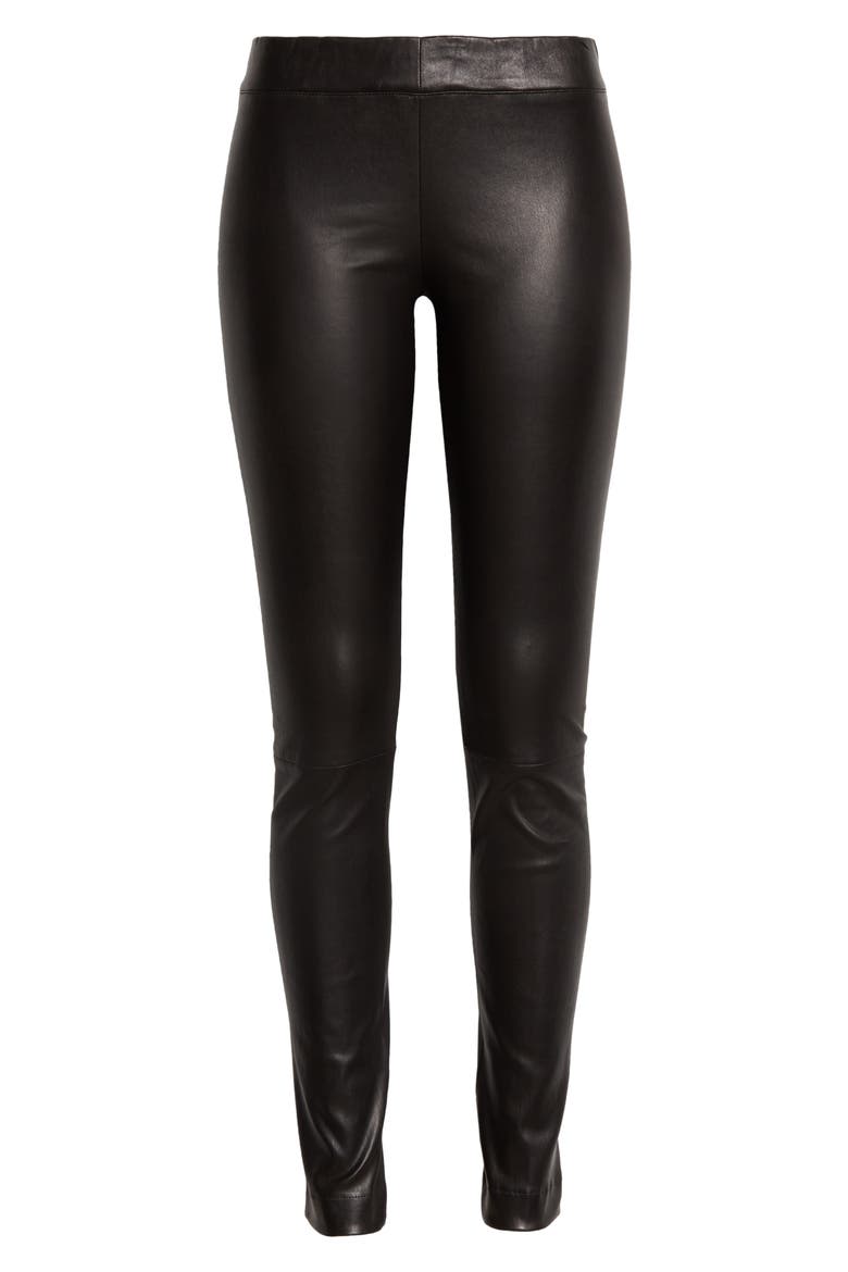 Shiny Lambskin Leather Leggings, Main, color, BLACK