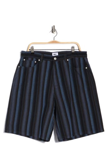 Obey Baja Stripe Baggy Denim Shorts In Multi