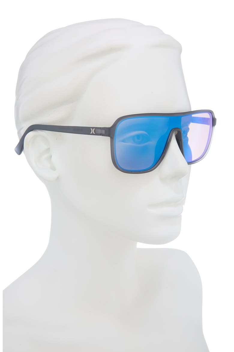 133mm Oversize Polarized Shield Sunglasses, Alternate, color, GREY / ICE BLUE MIRROR